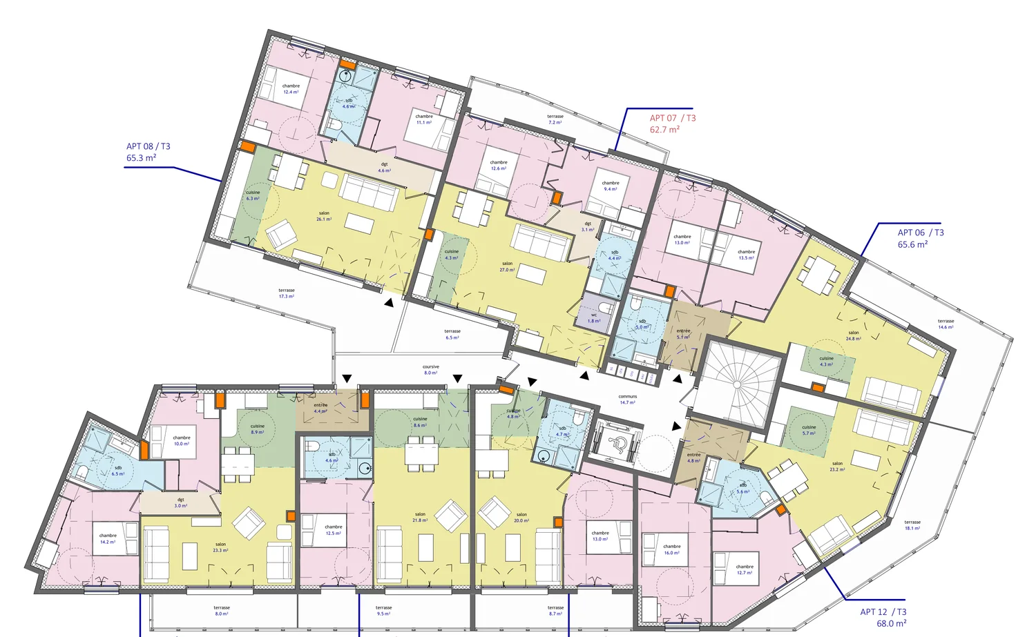 Plan de niveau d’un dossier de permis de construire pour logements collectifs